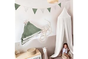 lilimaus Vimpelgirlang tyg barnrum [handsydd muslin] bomull | Handsydd muslin i 100 % bomull, mjuk och luftig, extra långa knytband, finns i 12 färger