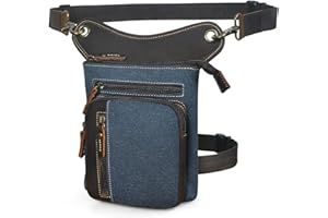 Handadsume Lona Impermeable + Cuero -Motocicletas -Senderismo-Bolsillos-Los Bolsillos de Fanny-Bolsa de Muslos y piernas-Bolsa de Cadera-para Hombres y Mujeres 211-6