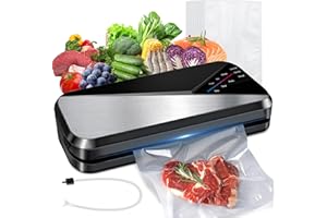 DeeprBetter Macchina Sottovuoto Alimenti Professionale 6 in 1, 80kPa Macchina per Sottovuoto per Alimenti Secchi e Umidi 8 Volte Fresco, Sigillatore Sottovuoto Fascia 30cm con Tubo Coltelli e 10 Sacco