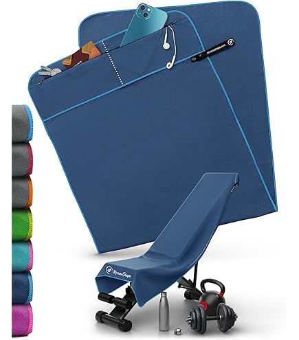 Asciugamano Sportivo Fit-Flip - Microfibra Con Tasca A Cerniera E Clip Magnetica | 130x48 Cm, Ultra Assorbente - Foto 2