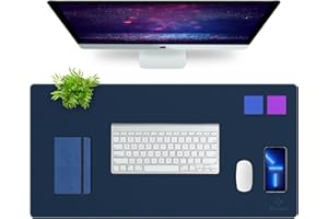 K KNODEL Knodel podkładka na biurko, podkładka na biurko, skóra poliuretanowa blok biurkowy, podkładka na laptopa, wodoodporna podkładka do pisania na biurko do biura i domu (40 cm x 80 cm, ciemnoniebieski)