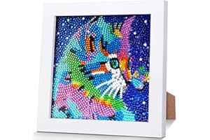 AmzKoi Diamond Painting, Pintura Diamante Gato Estrella para Niños y Adultos, DIY 5D Diamond Painting Kit Completo Punto de Cruz Diamante Artesanía para Decoración del Hogar 18 x 18 cm