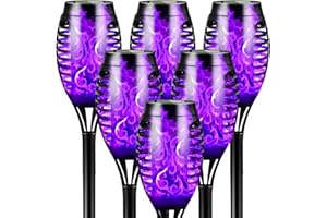 FLOWood Luci solari da giardino all'aperto, confezione da 6, altezza 53 cm, luci tremolanti a fiamma danzante, impermeabili IP65, luci solari con accensione e spegnimento automatico, per giardino,