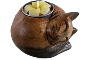 Something Different Curled Cat Wooden Tealight Holder, Multi-Colour