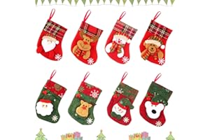 Powmag Nikolausstrumpf Kinder, 8er Set Nikolaus Socken, Weihnachtsstrumpf Personalisiert, Nikolaussocken zum Befüllen, Weihnachtsstrümpfe Weihnachtssocken Deko (Kleine)