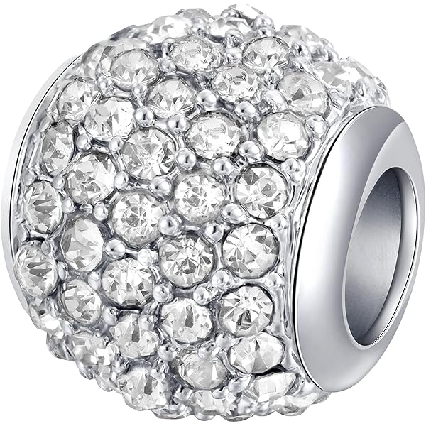 Andante-Stones Silber Kristall Bead Charm - Funkelnder Strass Mit AB-Kristallen Für Armbänder