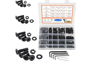 huruirui M2 M3 M4 M5 Muttern und Schrauben Unterlegscheiben Sortiertes Set, 1065Stück Schwarze Linsenkopfschrauben Innensechskantschrauben Kit, Gewindemaschine Sechskantschrauben Verschluss Kit