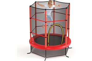GOPLUS Trampoline Enfant Ø165cm, Cadre en Acier, Trampoline Extérieur et Intérieur avec Filet de Sécurité, Charge Maximum 136 KG