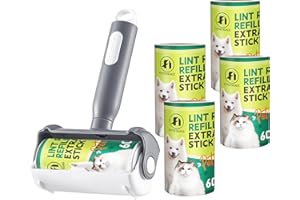 FOYER NUAGE 2-in-1 Lint Roller and Brush With Cover - Extra Sticky for Pet Hair, Clothes, Furniture, Carpet - 300 Sheets