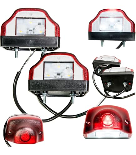 2x LED Red/White Number Plate Lamps – 12/24V, For Bus Truck Van Lorry, ES ES0202FR0216