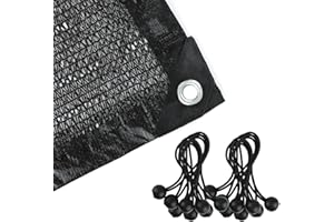 SMARTELF Shade Netting 70%-75% Sunblock Shade Cloth - Black Bulk UV Resistant Fabric Mesh Tarp for Greenhouse Plant Shade Net Taped Edge with Grommets Included 14pcs 6" BALL BUNGEE (10 ft x 13 ft / 3*4 M)