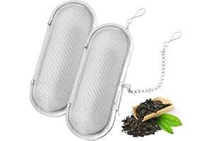 CAIKAILIOR 2 Stück Gewürzsieb zum Mitkochen,Gewürzei,Teeei Edelstahl,Teesieb für losen Tee,Teefilter mit Kette,Teaballs Set,Gewürzsäckchen zum Kochen,Gewürzkugel,Teekugel,Tea Strainer,für Gewürz/Tee Sieb Zubehör