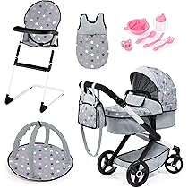 HappyVk - Poppenbed - draagbare Mosesmand voor poppen tot 53 cm - Tas voor meisjes - Inclusief deken, kussen en 7 accessoires - Rozen