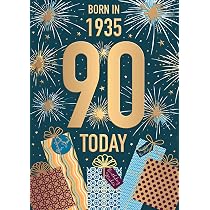 Geburtstagskarte Zum 90. Für Männer – Mit Feuerwerk-Design, Geprägt, Inkl. Umschlag (217x153 Mm)