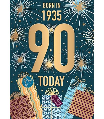 ICG Geburtstagskarte Zum 90. Für Papa – „Born In 1935“ Mit Luftballons & Kuchen, Inkl. Umschlag, 155 X 228 Mm