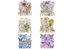 BOZILY 240 Stück Scrapbook Aufkleber Pflanzen Blumen Sticker Transparent PET Scrapbooking Schmetterlinge Sticker für Fotoalbum Sammelalbum Notizbuch Tagebuch Laptops DIY Dekoration…
