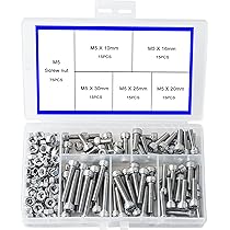 520 stuks M3 M4 M5 M6 set schroeven en moeren zeskant cilinderkopschroeven hol roestvrij staal 304 bouten schroeven met moeren sluitringen assortiment set