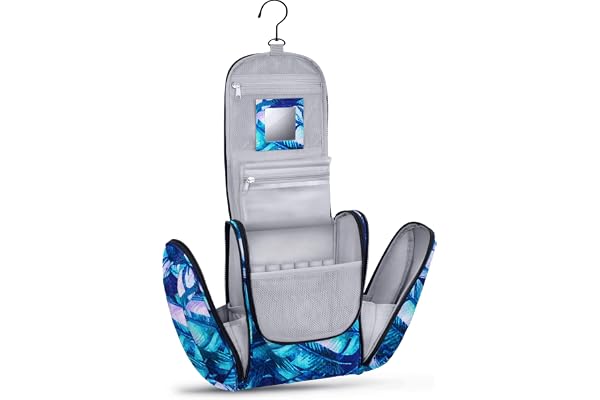 KRONIFY Grand Sac de Toilette Premium à Suspendre avec Miroir | Trousse de Maquillage pour Hommes et Femmes | Trousse de Beauté pour Femmes | Trousse de Lavage Spacieuse avec Crochet