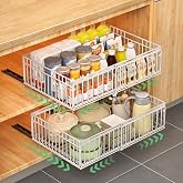 2 Pack Pull Out Kitchen Drawer Slides Kitchen Drawers | Removable Kitchen Cupboard Tray, Drawer Organizer, No Drilling or Nai