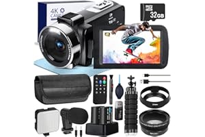 Générique Videocamera 4K Ultra HD con visione notturna a infrarossi, connettività WiFi e telecomando – ideale per vlogging, Youtube e creazione di contenuti professionali