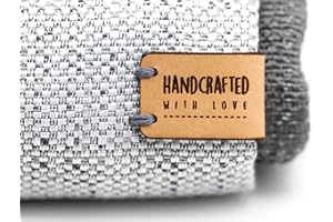 3DP Handmade Etichetta cuoio pieghevole handcrafted with love Mod. HMO4 - Exclusive engraved genuine italian leather tags (30 Pezzi - Testo Standard)