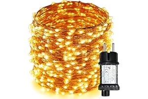 EASTERNSTAR Łańcuch Świetlny, Drut Miedziany, 20M 200 LED Kurtyna Świetlna, 8 Trybów, Wodoszczelny, do Dekoracji Wewnątrz Ogrodu, na Wesele, Imprezę, Halloween, Boże Narodzenie, Ciepłe Białe