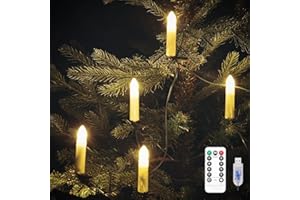gresonic 50 pièces Bougie d'arbre de Noël avec clips,USB alimenté avec feux de fées blanches scintillantes chaudes 8 modes Timer pa électrique Dimmable pour la fête à la maison Décor