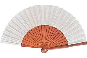 KOMENCU Handgefertigter Spanischer Fächer - Grüner Fächer- Fächer aus Sipo-Holz und 100% Baumwolle - Fächer Klein - Spanischer Handfächer aus Holz und Stoff