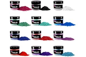 Rolio - Mica Powder - 12 Jars of Pigment for Paint, Dye, Soap Making, Nail Polish, Epoxy Resin, Candle Making, Bath Bombs, Slime - Northern Lights