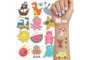 TatoYard Tatuajes Temporales para Niños, 50 Hojas Tatuaje Individuales, Stickers Pegatinas Infantiles, Detalles Cumpleaños Decoracion Fiesta Niños (Brocado)