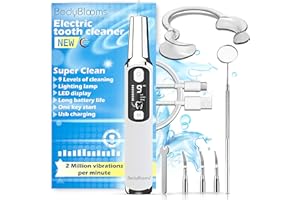 BODYBLOOMS® kit pulizia denti tartaro a 9 intensità per igiene dentale. Rimuovi tartaro denti elettrico versione PRO con display LED. Kit rimozione tartaro denti, sporco e macchie per uso quotidiano