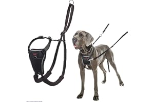 COMPANY OF ANIMALS Arnés anti tirones HALTI - Para evitar que tu perro tire de la correa, Ajustable, Ligero y Fácil de Usar. Reflexiva Adiestramiento canino Arnés para perros grandes (Talla L, Negro)