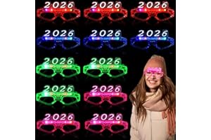 ITOYX 12Pcs 2026 LED Light up Glasses, New Year Glow in the Dark Party Supplies LED Glasses, Colorful Flashing Fancy Party Eyeglasses for Kids Adult Favors Decorations