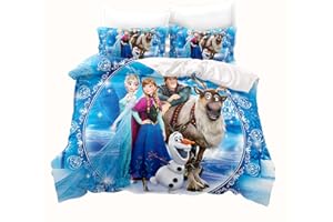 LKFFHAVD Anime Frozen Bettwäsche, Cartoon Anna Und ELSA Bettwäsche 135 X 200 cm, Frozen Bettbezug Mit Kissenbezug Geeignet Für Kinder Mädchen (135 x 200CM,21)