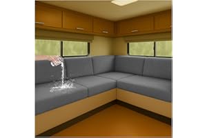 ‎NNSMUN NNSMUN Stretch Covers for Caravan Upholstery Waterproof Non-Slip Seat Covers with Drawstring, Elastic Sofa Seat Cushion Covers for Motorhome, Caravan, Indoor (Dark Grey, L 65-95 cm, W 40-65 cm)