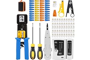 LUBEIN-BRAND LUBEIN RJ45 Pince à Sertir Outil de Kits CAT6 CAT5 Professional Testeur de Network Réseau Kits d'outils de Réparation d'Ordinateur,RJ11 RJ12 Sertissage d'Outils(bleu clair)