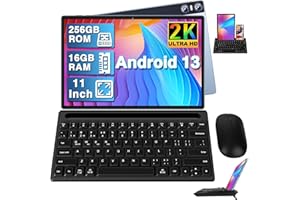 YESTEL Tablet 11 Pollici Android 13 con 16 GB + 256 GB(TF 1TB), GPS, 2000 x 1200 IPS, 8600 mAh + Ricarica Rapida USB-C da 18 W, 4 Altoparlantis, 5MP+13MP+2MP, 5G Wi-Fi, con Tastiera + Mouse, Blu