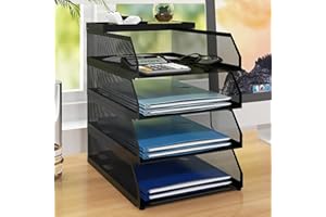 ‎PUNCIA PUNCIA Dokumentenablage A4 Briefablage 4 Ablagefächer aus Metall Datei Organizer Papierablage Aktenaufbewahrung Ablagesystem Dokumentenhalter für Büro Arbeitszimmer Schule Office Möbel Schwarz