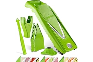 Börner Cortador de Verduras V5 (Set Plus) • Mandolina en V Ajustable con Cuchillas de Acero Inoxidable • Con varios Accesorios + Pelador • CCortar Rodajas, Tiras y Cubos • Color: Grün