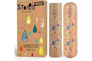 Stoie's Wooden RainStick Instrument for kids, Support Music Exploration, Coordination and Rhythm Baby Toy, Soothing Sound for Sensory Play, Durable Rainmaker of Kid-Friendly Size, 2 Pack
