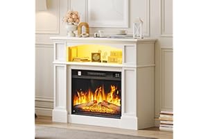 YITAHOME Camino Elettrico, Effetto Fiamma 3D Realistico, Libera installazione Camino Elettrico da Terra con Timer a Striscia Luminosa a LED a 24 colori e Telecomando, 100X30.5X79CM