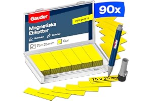 GAUDER Skrivbara magnetetiketter, magnetskyltar, Kanban (90 st, 75x25mm)