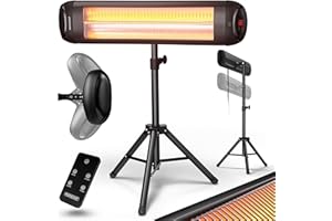 Monzana® Infrarot Heizstrahler MZH2500 Stativ 110-175cm 2500W 3 Stufen 24h Timer Fernbedienung Wärmestrahler Standheizer Teleskopständer Schwarz