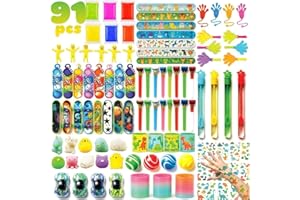 YOPARTY 91PCS Party Bag Fillers for Kids - Bulk Festive Party Bag Fillers, Classroom Rewards, Christmas Stocking Stuffers, Pass the Parcel Gifts, Treasure Box Toy, Holiday Party Gifts & Kids Prize Toys
