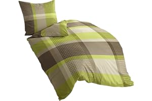 Bierbaum Bettwäsche 4942, Fein-Biber, Made in Germany, kiwi 10, 155 x 220 cm + 80x80 cm, Komfortgröße