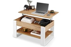 defiPad Tavolino Salotto Sollevabile con Contenitore - Tavolo da Caffè Regolabile in Altezza 45-61 cm - Prodotto nell'UE - Design Moderno Stile Industriale - Lift Up Coffee Table