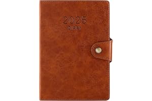 Mcdsuc Diary 2025 A5 Page A Day,12month Organiser Daily Planner from Jan 2025-Dec 2025,A5 Week to view Diary with Soft Cover,Monthly Weekly Planner (Brown, A5)
