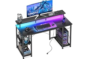 Coleshome Gamingbord med LED-belysning,120x50cm, Svart kolfiber