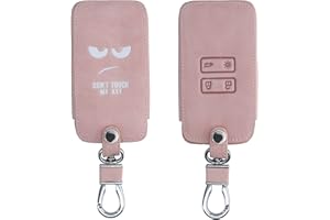 kwmobile Accessoire Clé de Voiture Compatible avec Renault Smart Key 4-Bouton (Keyless Go Uniquement) - Coque de Protection en Simili Cuir - Don't Touch My Key Blanc-Or Rose