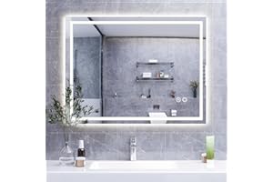 HySail Badspiegel mit Beleuchtung, 5mm Hochauflösender Silber-Spiegel, 3 Farbtemperaturen & Dimmbare Helligkeit, Wandspiegel mit Touch-Schalter & Anti-Beschlag, Rechteckig